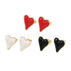 Brass Heart Stud Earrings&nbsp;EJEW-C152-05B