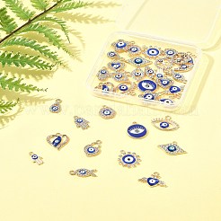 36個18スタイルアロイエナメルチャーム  混合図形  ミックスカラー  10.5~19x8~21x1.8~3.5mm  穴：1~2mm  2個/スタイル&nbsp;ENAM-FS0002-87