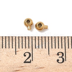 304ステンレススチールクリンプビーズ  イオンプレーティング（ip）  ラウンド  ゴールドカラー  4x3x2.5mm  穴：1mm&nbsp;X-STAS-G361-02G