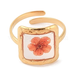 Square Ion Plating(IP) 304 Stainless Steel Open Cuff Rings for Women&nbsp;RJEW-Z052-05G