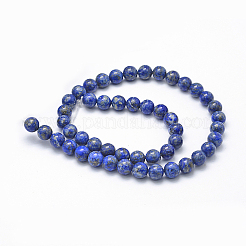 天然石ラピスラズリビーズ連売り  ラウンド  8mm  穴：1mm  約45~47個/連  15インチ（38cm）&nbsp;G-P335-09-8mm