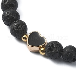 Natural Lava Rock Round Beaded Bracelets&nbsp;BJEW-JB09881-07