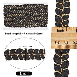 ポリエステル＆コットンリボン  服飾材料  ブラック  5/8インチ（17mm）  約5.47ヤード（5m）/セット&nbsp;OCOR-WH20001-63C