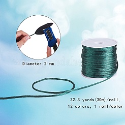 12 Rolls 12 Colors Nylon Satin Rattail Cords&nbsp;NWIR-SZ0001-03