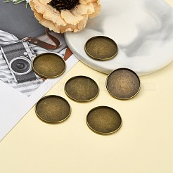 鉄プレーンエッジベゼルカップ  カボションのセッティング  フラットラウンド  アンティークブロンズ  トレイ：25mm  27x2mm&nbsp;X-MAK-Q011-25AB-25mm