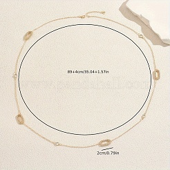 French Alloy Pave Clear Cubic Zirconia Hollow Geometric Oval Link Chain Long Necklaces for Women Party Casual&nbsp;QU7479