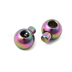 イオンプレーティング（IP）304ステンレス鋼クリンプビーズ  ラウンド  虹色  4.5x3.5x2.5mm  穴：1mm&nbsp;STAS-P373-02M