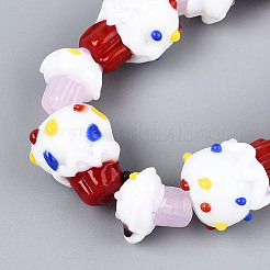 手作りランプワークビーズ連売り  アイスクリーム  カラフル  14~21x13~17mm  穴：1~1.6mm  約11個/連  7.48インチ（19cm）&nbsp;LAMP-N028-12