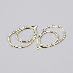 合金ペンダント  ゴールドカラー  2ループリンクペンダント  ティアドロップ  48.5x29.5x1.5mm  穴：1.4mm&nbsp;FIND-WH0518-91D-G