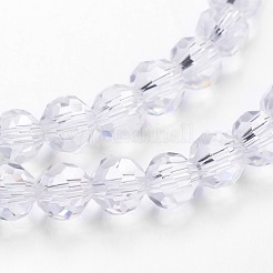 クリアガラスビーズ連売り  模倣オーストリアクリスタル  ファセット（32ファセット）  ラウンド  透明  10mm  穴：1mm  約72個/連  25~27インチ&nbsp;X-GLAA-G013-10mm-72