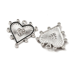 合金エナメルチャーム  ラインストーン付き  ハートチャーム  プラチナ  22.5x21x3mm  穴：1.8mm&nbsp;FIND-K030-17G-P