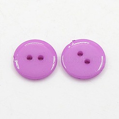 アクリル縫い付け用ボタン  衣装デザインのためのプラスチックボタン  2穴  染め  フラットラウンド  ミックスカラー  12x2mm  穴：1mm&nbsp;X-BUTT-E084-E-M