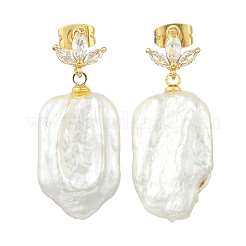Brass Micro Pave Cubic Zirconia Stud Dangle Earrings for Women&nbsp;EJEW-JE07279