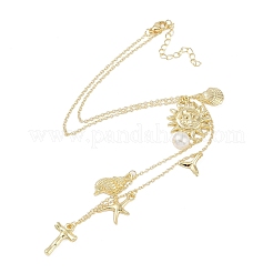 Bohemian Summer Beach Style 18K Gold Plated Shell Shape Initial Pendant Necklaces&nbsp;IL8059-20