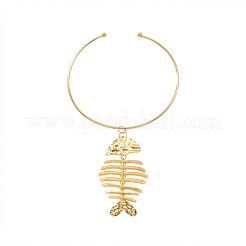 Summer Beach Alloy Fishbone Pendant Cuff Torque Choker Necklaces for Women&nbsp;WGE258C-01
