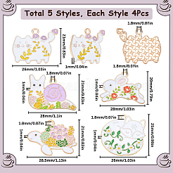20Pcs 5 Style Golden Plated Alloy Enamel Pendants&nbsp;ENAM-SC0004-30