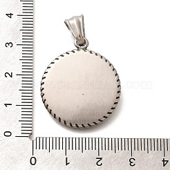 304ステンレスペンダント  ワシ模様付きのフラットラウンド  アンティークシルバー  29x25x4.5mm  穴：8.5x4.5mm&nbsp;STAS-Z110-34AS