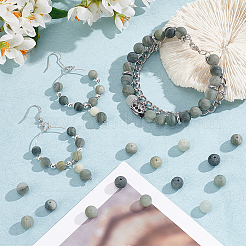 2 Strands Frosted Round Natural Green Rutilated Quartz Beads Strands&nbsp;G-OC0004-61A
