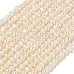 天然養殖淡水パールビーズ連売り  グレード2 A  ポテト  ベージュ  3~4mm  穴：0.2mm  約110~115個/連  13.98~14.17''（35.5~36センチメートル）&nbsp;PA-CBAC463-31