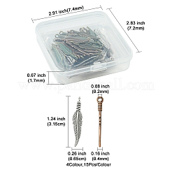 60Pcs 4 Colors Tibetan Style Alloy Pendants&nbsp;TIBEP-FS0001-18