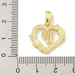 ハート真鍮のペンダント  長持ちメッキ  カドミウムフリー＆鉛フリー  18KGP本金メッキ  文字p  18x20x3mm  穴：3.5x7mm&nbsp;KK-I714-04G-P