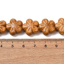 ヴィンテージの手作り磁器ビーズ  ファンシーアンティーク施釉磁器  花  砂茶色  15.5x16.5x7.5mm  穴：1.8mm  約25個/連  14.96''（38センチメートル）&nbsp;PR-CBAA37B-07F