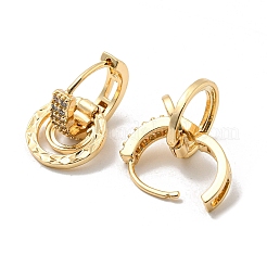 Brass Micro Pave Clear Cubic Zirconia Dangle Hoop Earrings&nbsp;EJEW-E295-02KCG