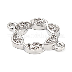 Brass Micro Pave Clear Cubic Zirconia Hollow Flower Connector Charms&nbsp;KK-L229-058P