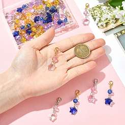 50Pcs Glass & Acrylic Star Pendant Decorations&nbsp;HJEW-FS00046