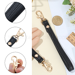 レザーバッグストラップ2本  回転式ナスカン付き  バッグ交換用アクセサリー用  ブラック  15x1.25cm&nbsp;PURS-CL0001-14B