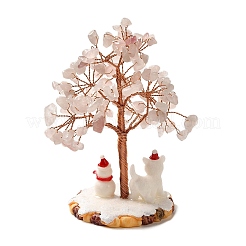 Christmas Natural Rose Quartz Chips Tree Decorations&nbsp;DJEW-K028-01C