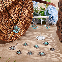 20pcs5スタイルチベットスタイルアロイペンダント  アイボリーターコイズとアクリル  アンティークシルバー  混合図形  23.5~30.5x20.5~24.5x3.5~6.5mm  穴：1.6~2.5mm  4個/スタイル&nbsp;FIND-PH0029-25
