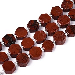天然石レッドジャスパービーズ連売り  六角  シードビーズで  8~10x8~10x4~5mm  穴：0.9~1mm  約34~38個/連  15.35~15.94''（39~40.5センチメートル）&nbsp;G-P534-A19-02