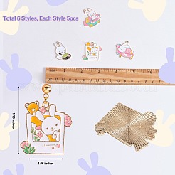 20スタイルの漫画合金エナメルペンダント4個。  ライトゴールド  ウサギのチャーム  カラフル  27~31x21.5~28x1.5mm  穴：2mm  5個/スタイル&nbsp;ENAM-SZ0003-29