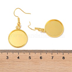 ラックメッキアイアンピアスフック  空白の丸いトレイ付き  フラットラウンド  ゴールドカラー  38mm  ピン：0.7mm&nbsp;EJEW-D091-01D-G