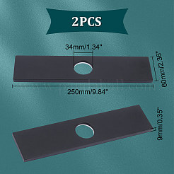 304ステンレスシンク穴カバー  洗面化粧台シンク用デッキプレート  3対1のキッチン水栓エスカッションプレート  長方形  電気泳動黒  250x60x9mm  内径：34mm&nbsp;AJEW-WH0258-951EB