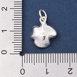 925 Sterling Silver Flower Charms with Jump Rings and 925 Stamp&nbsp;STER-M021-02S-03