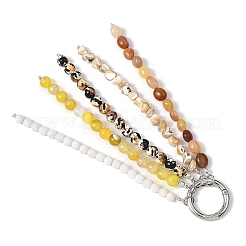 Natural Golden Silk Jade & Malaysia Jade & Trochus Shell & Synthetic Turquoise & Striped Agate/Banded Agate Beads Pendant Decorations&nbsp;HJEW-JM04555