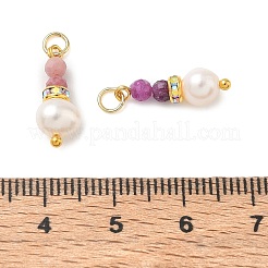 3Pcs 3 Styles Faceted Natural Ruby & Rhodonite & Amethyst and Potato Pearl Pandants&nbsp;PALLOY-JF06048-01