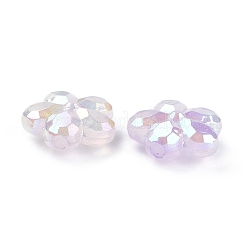 UVメッキ蓄光透明アクリルビーズ  暗闇で光る  花  ラベンダー  26x27.5x12.5mm  穴：4.5mm&nbsp;OACR-P010-16C