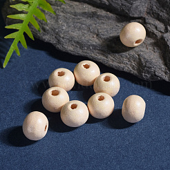 丸い天然木ビーズ  染め  無鉛の  レモンシフォン  7~8x8~9mm  穴：2~3mm&nbsp;X-WOOD-Q017-8mm-06-LF