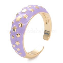 Brass Enamel Cuff Rings&nbsp;RJEW-I077-14G