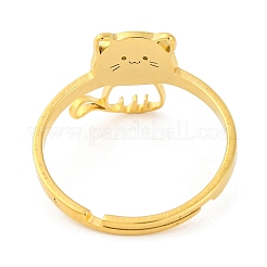201ステンレススチール製調節可能な女性用リング  動物  猫の形  12.5mm  内径：18mm&nbsp;RJEW-D082-04B