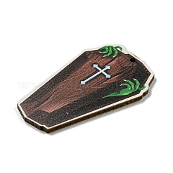 ウッドペンダント  ハロウィンモチーフ  ブラック  クロス  54.5x34x3mm  穴：2mm&nbsp;WOOD-M012-02V