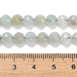 天然石アクアマリンビーズ連売り  ファセット（128ファセット）  ラウンド  6mm  穴：1mm  約67個/連  15.43インチ（39.2cm）&nbsp;G-L642-F05-6mm