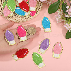 18Pcs 6 Colors Christmas Light Bulbs Polyester Embroidery Sew on Cloth Patches&nbsp;PATC-CA0001-35