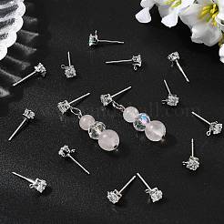 SHEGRACE Brass Clear Cubic Zirconia Square Stud Earring Findings&nbsp;XGR0103P-115P