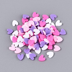 手作り樹脂クレイカボション  ハート  フラットバック  ミックスカラー  4.5~5x4.5x1mm  約19230個/500g&nbsp;CLAY-Q253-04