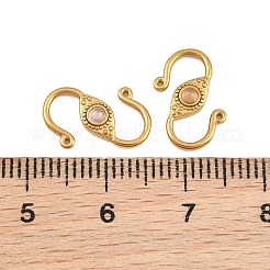 304 Stainless & Natural Rose Quartz S-Hook Clasps&nbsp;SA-CBA3073-02G-02