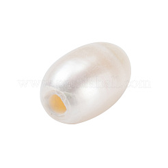 大穴パールビーズ  天然養殖淡水真珠ルースビーズ  ライス  貝殻色  7~10x7~8mm  穴：1.8mm&nbsp;PEAR-R064-01